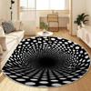 3D Optical Illusion Spiral Hole Round Rug Modern Minimalist Dots Floor Mat Soft Non-Slip Carpet for Living Room Bedroom Hallway
