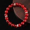 Festive Gifts Red Crackle Glass Beaded Bracelet With Silver Accents Bold Fashion Jewelry For Men And Women Daily Wear Simple Versatile Accessory
