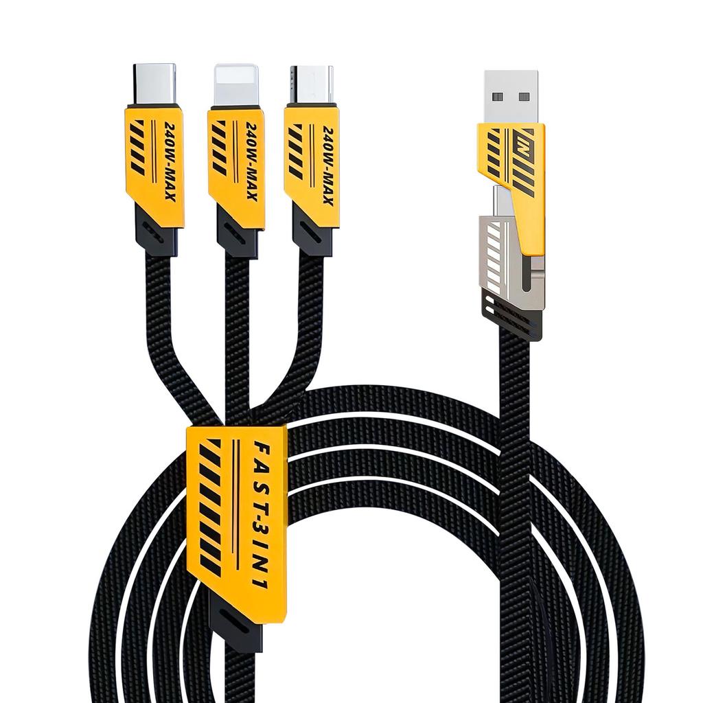 240W Multifunctional 3-in-1 Mecha Fast Charging Cable for Apple & Huawei