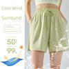 Elastic Ice Silk Summer Exercise Shorts Women's Boot-Cut Quick-Drying Loose Fifth Wide-Leg Pants Fitness Sun Protection Running Shorts