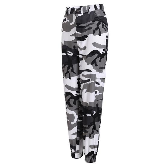 Casual Women Camouflage Printed Middle Waist Jogger Harem Pants Long Trousers