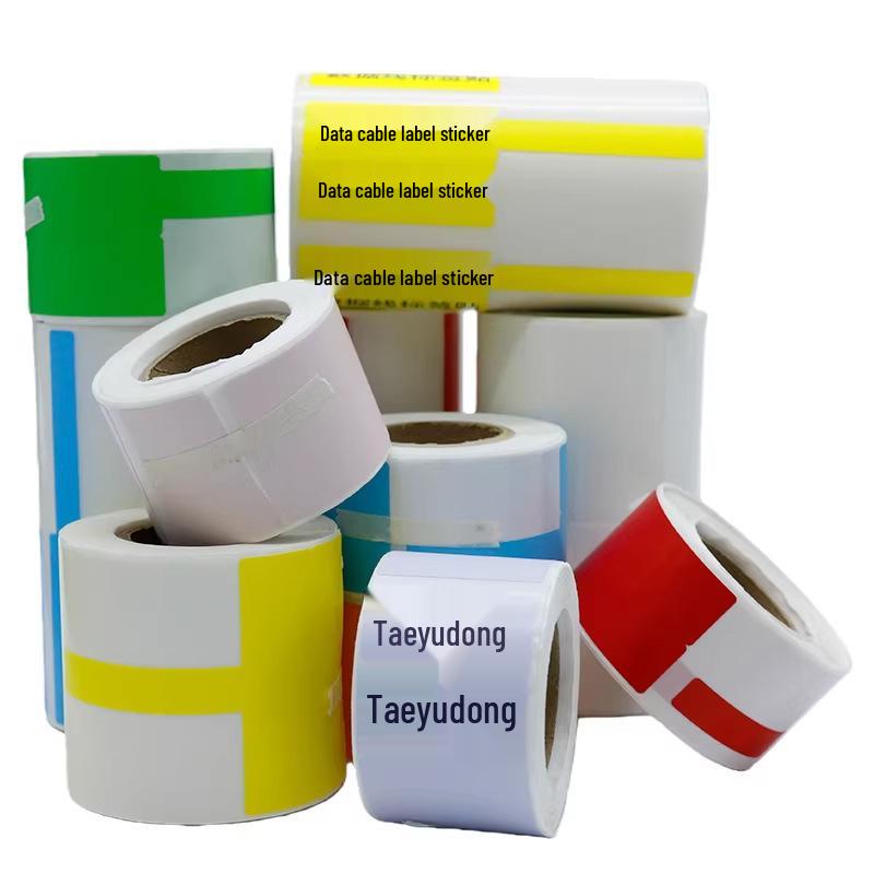 Ma Lai Le P-type Adhesive Cable Label Stickers - Multicolor (Red, Yellow, Blue, Green, White) for Network Cable Organization.