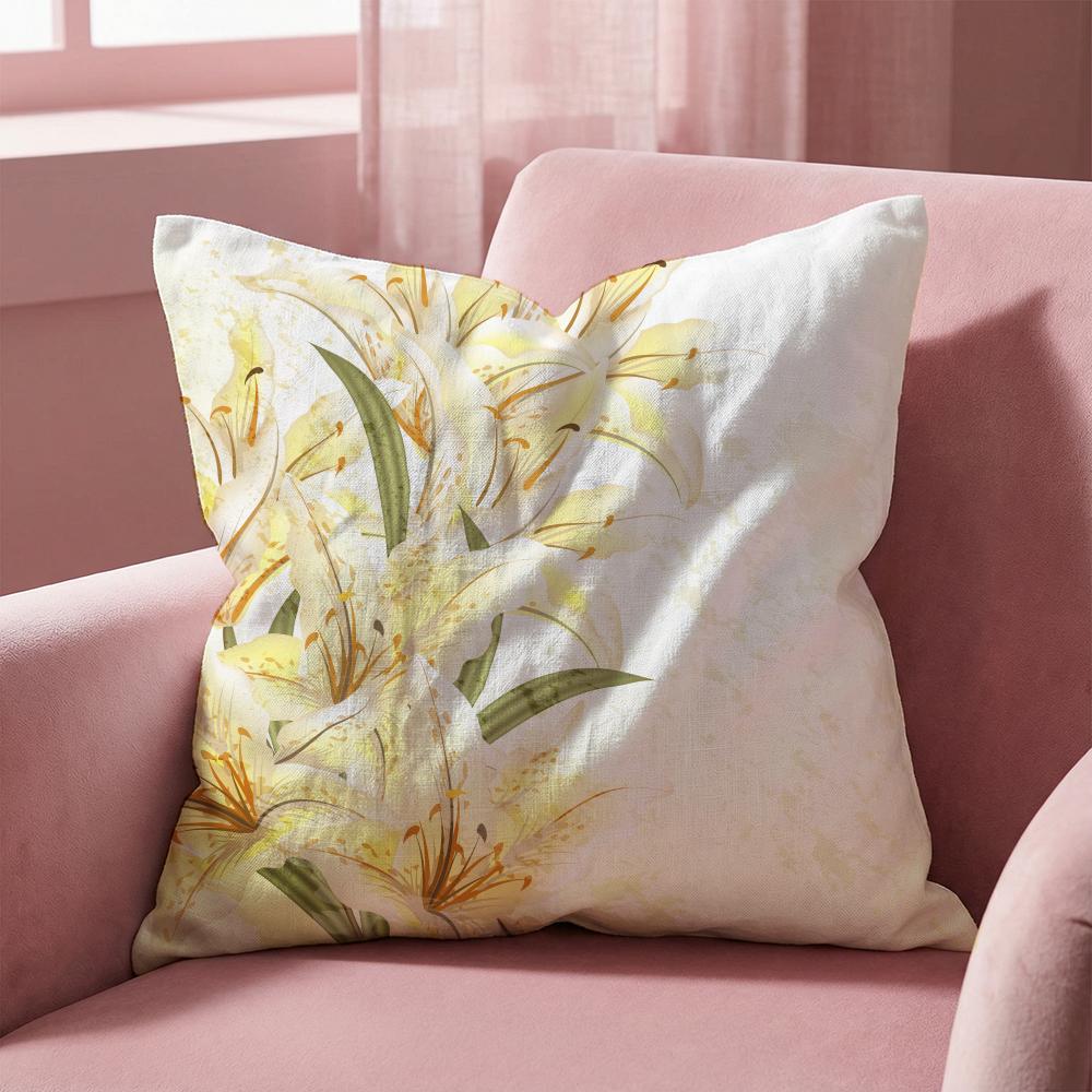 Saffron Color Floral Cushion Cover Multi-Scene Pillow Cover for Home & Car - Reversible, Soft & Durable for Daily Use