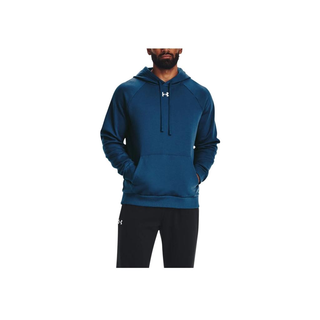 Under Armour Solid Logo Drawstring Fleece Hoodie Men hoodies Blue 1379757-426