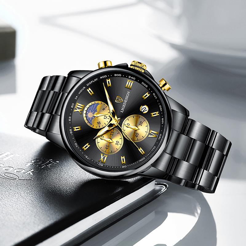 New Business Men Watch Fashion Sports Chronograph Military Watches For Men Stainless Steel Waterproof Quartz Wristwatch