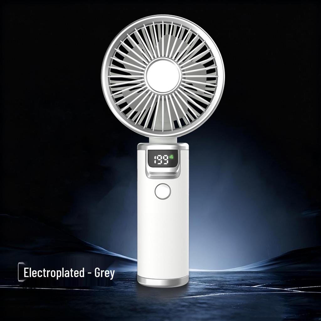 High-Speed Handheld USB Rechargeable Mini Fan with Digital Display