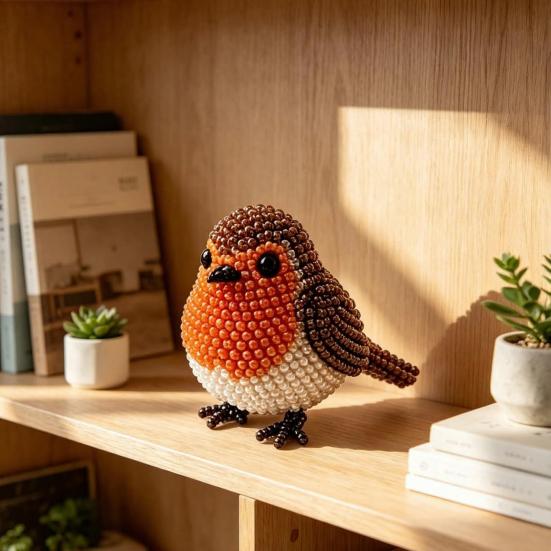 Kit de Broderie cu Mărgele Pasăre DIY, Kit de Meșteșug cu Mărgele Animale 3D, cu Accesorii Colorate cu Mărgele, Proiect Drăguț de Meșteșug cu Pasăre din Mărgele pentru Adulți și Adolescenți Cadou Creativ
