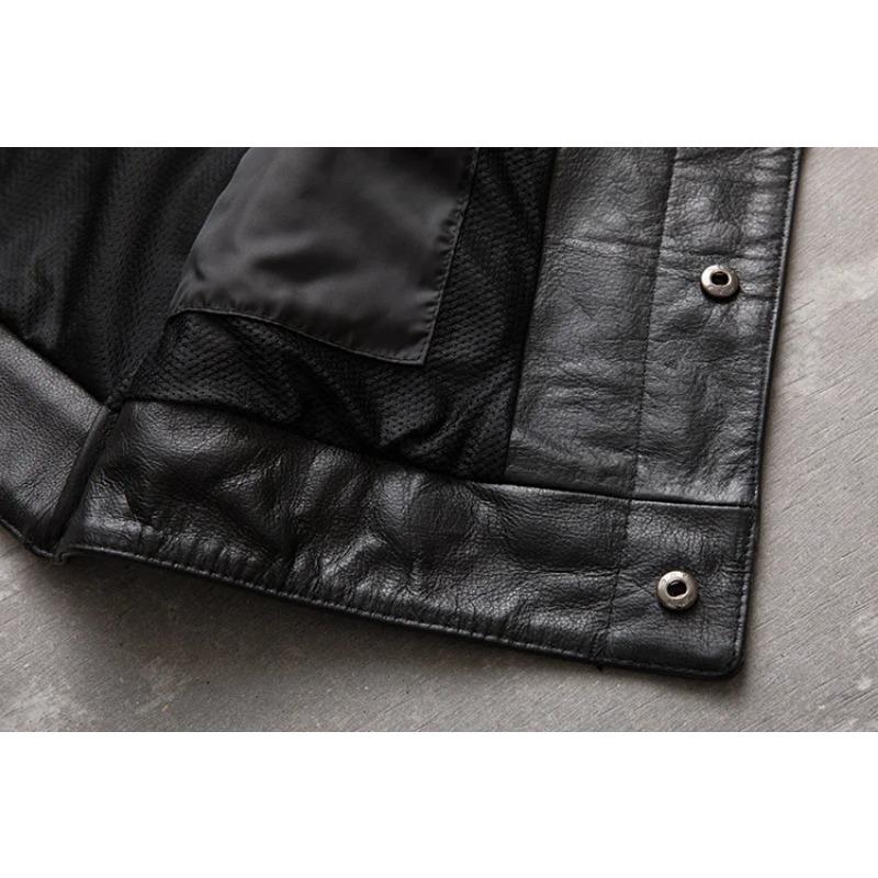 Chinesische Größe Motorrad Biker Lederweste Männer Echtes Kuhleder Ärmellose Jacken 100% ECHT Rindsleder Stehkragen Weste Outwear