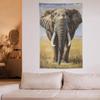 VIKAMA African Savannah Elephant Tapestry Realistic Oil Painting Style Wall Hanging Living Room Study Bed  Breakfast Decor