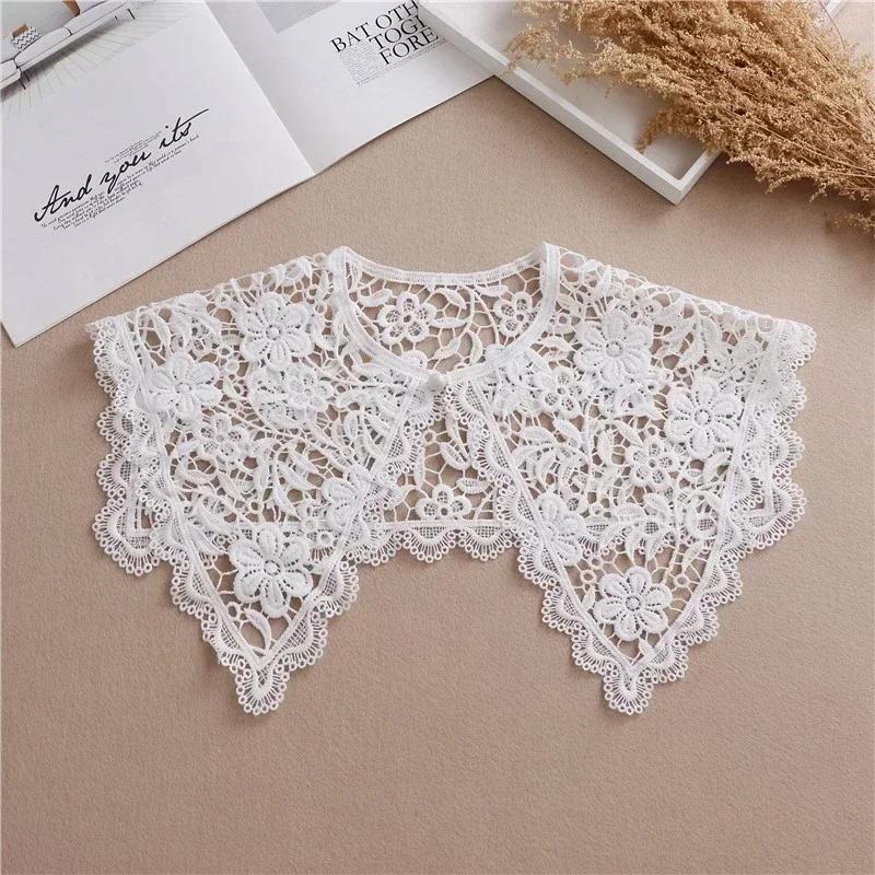 Summer Bow Tie Shawl White Fake Collars for Women Removable Dress Detachable Collar Wrap Shawl  False Collar Decor