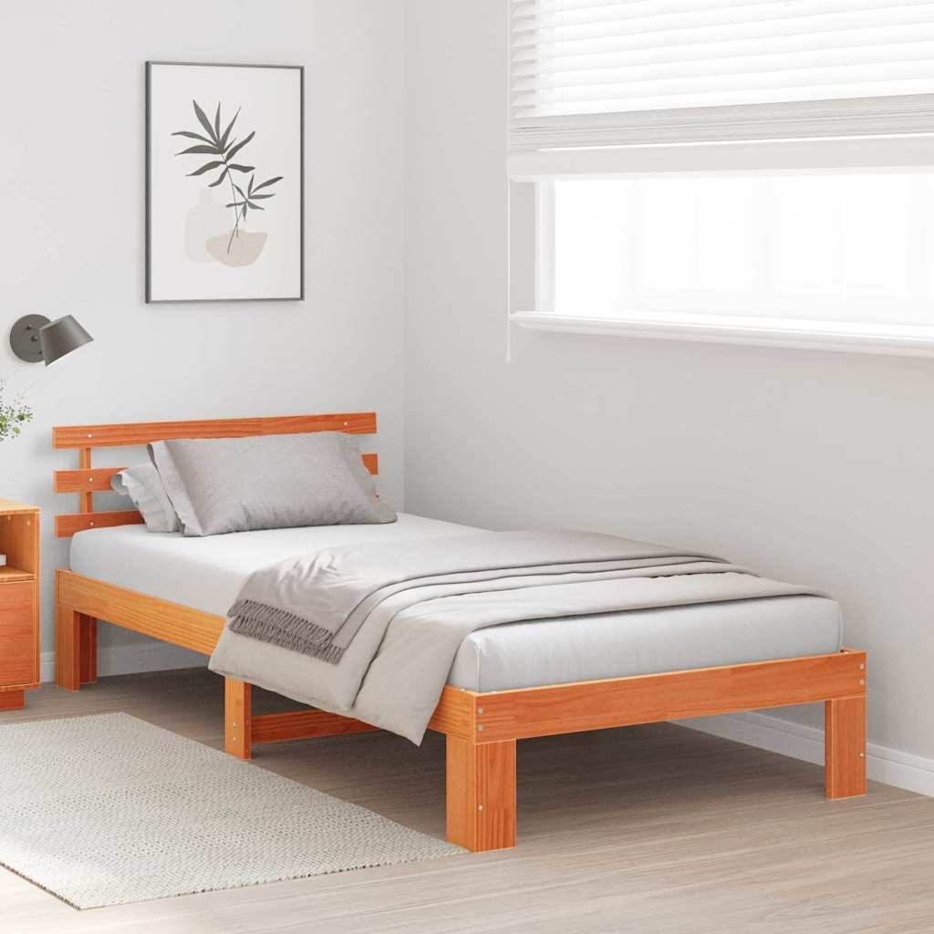 Bed Frame Wax Brown 80 x 200 cm Solid Pine Wood