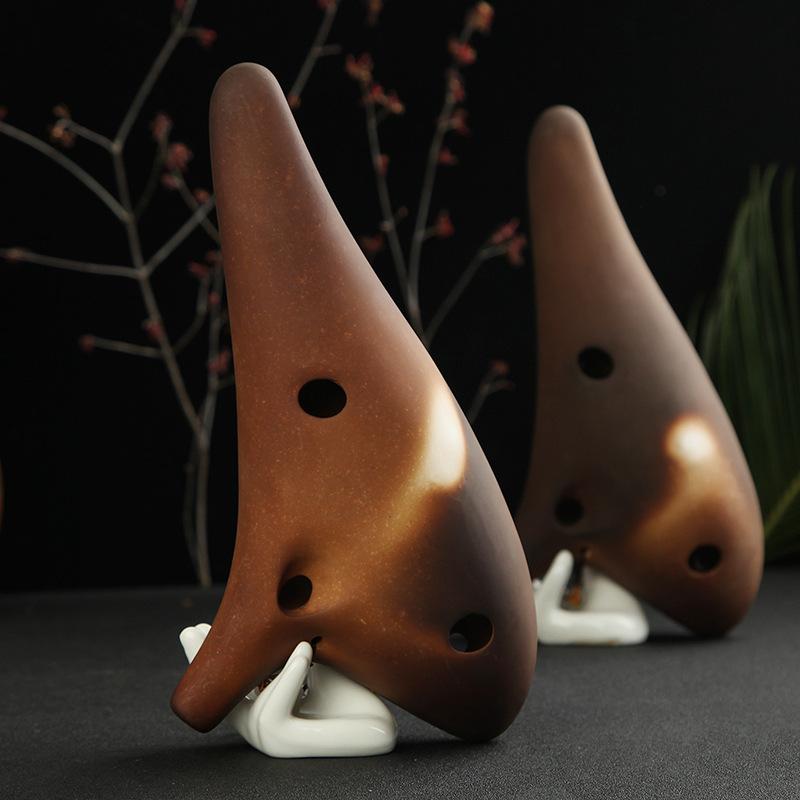 Ocarina Orff Instrument muzyczny Profesjonalny flet Retro Flet ceramiczny 12 otworów C-key Profesjonalny typ występu Flet ceramiczny zwykły wypalany