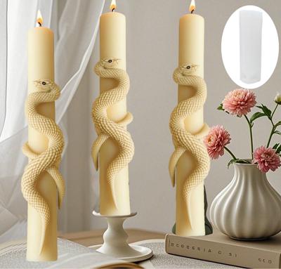 DIY Spiral Snake Relief Long Pole Candle Silicone Mold Bent Snake Spiral Cylinder Resin Mould Snake Relief Cement Gypsum Molds
