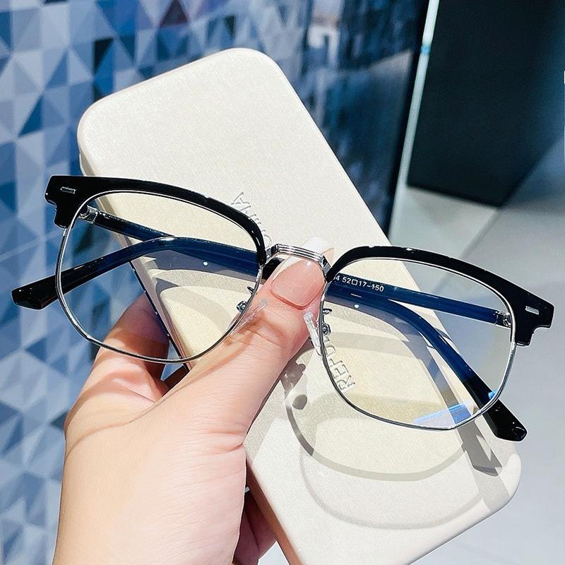 New Men s Business TR90 Anti Blue Light Glasses Retro Metal Frame Glasses