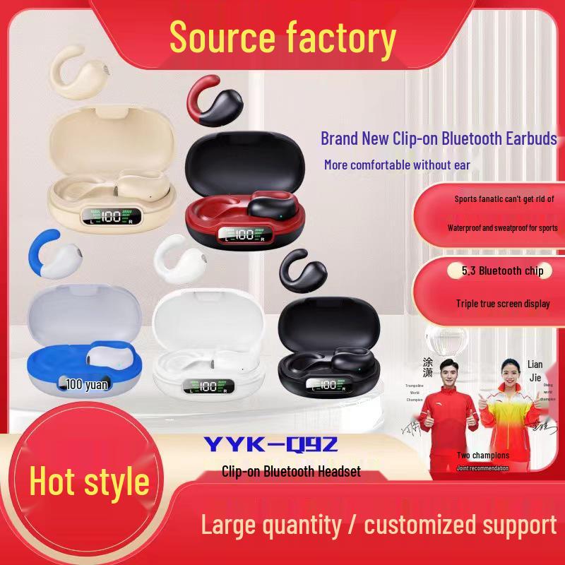 Q92 TWS Clip-on Bluetooth Earbuds: Sports Noise-Cancelling, Non-in-Ear, High Sound Quality