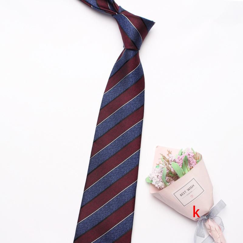 Navy Blue Series Oblique Striped Tie Men'S Business Flower 8Cm Polyester Silk Tie