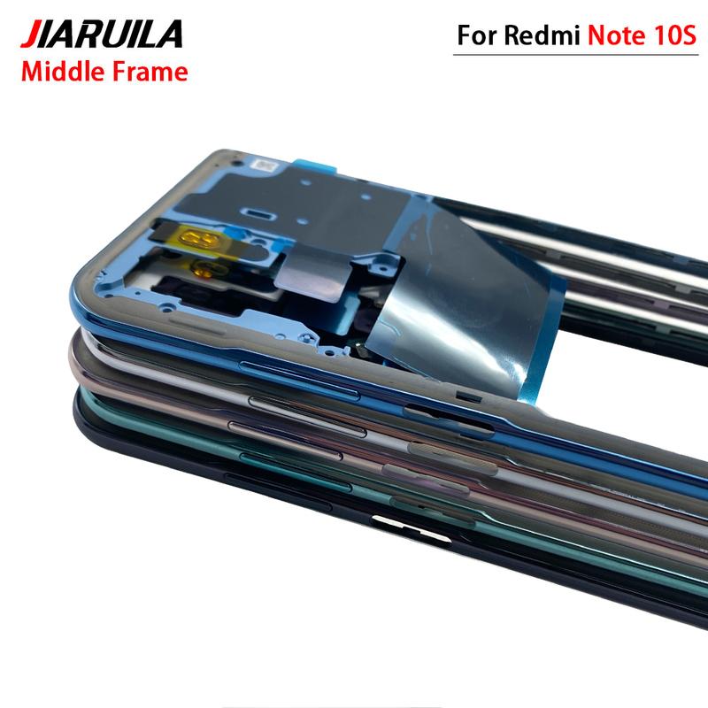 Tested For Xiaomi Redmi Note 10S 10 4G 5G Housing Middle Frame Case Middle Frame Bezel Plate Replacement Parts With Side Key