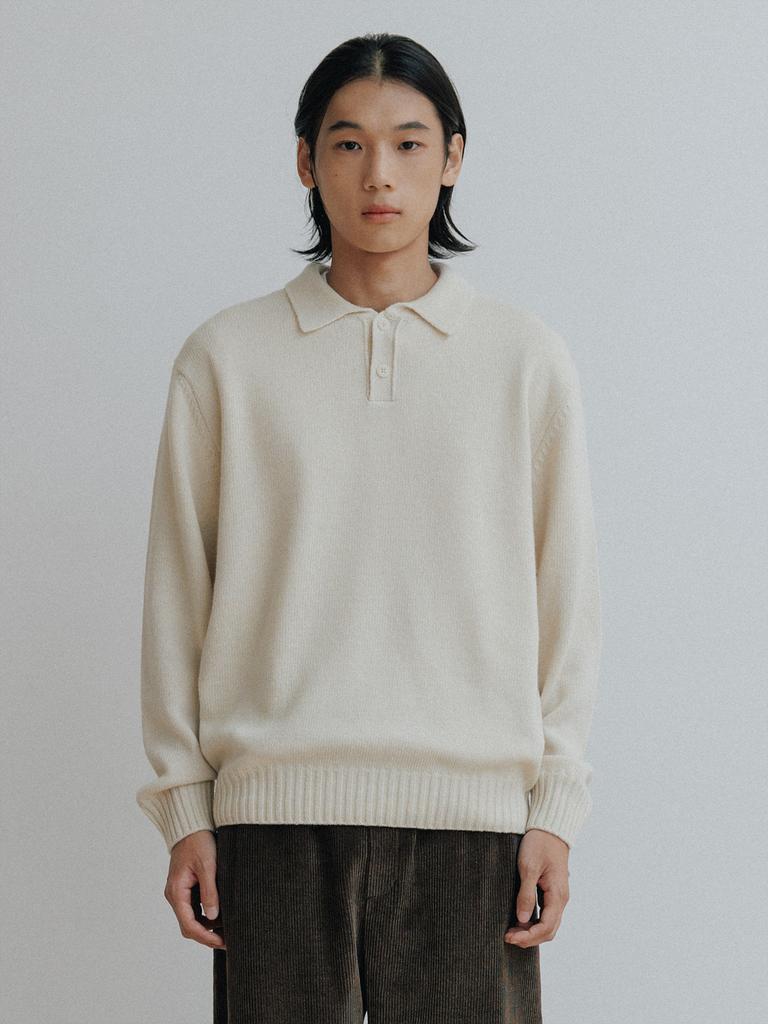 Deowedeoijeueosseom Park Collar Knit Sweater (Ivory)