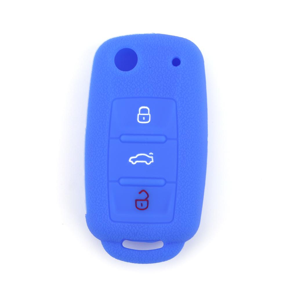 Silicone Rubber key fob skin cover case for VW POLO Golf 4 MK5 6 Jetta Bora Beetle Tiguan Passat B5 B6 3 button Remote key