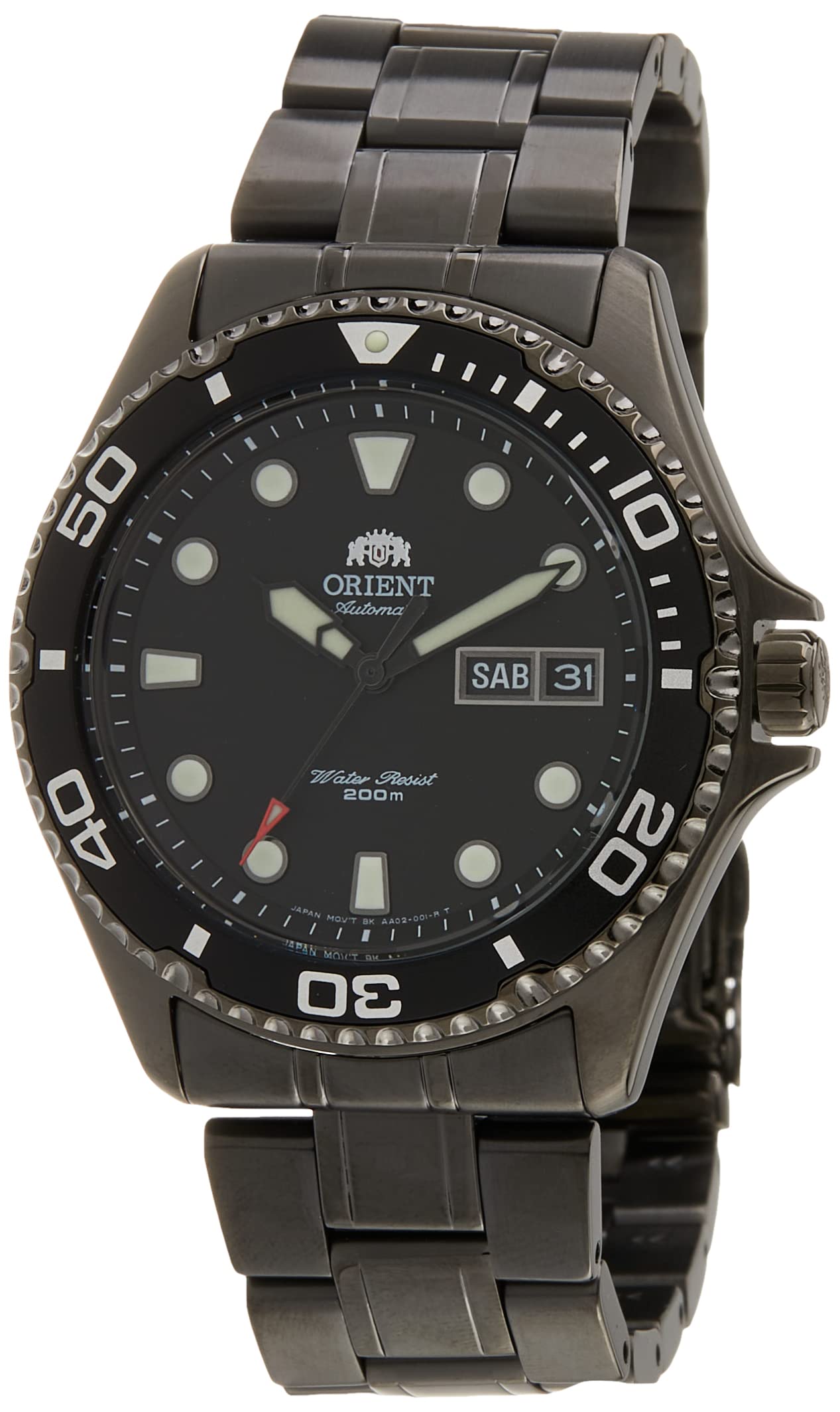 

Orient Men s Stainless Steel Japanese Automatic/Hand-Winded 200 Meter Diver Style Watch, IP Black, Diver