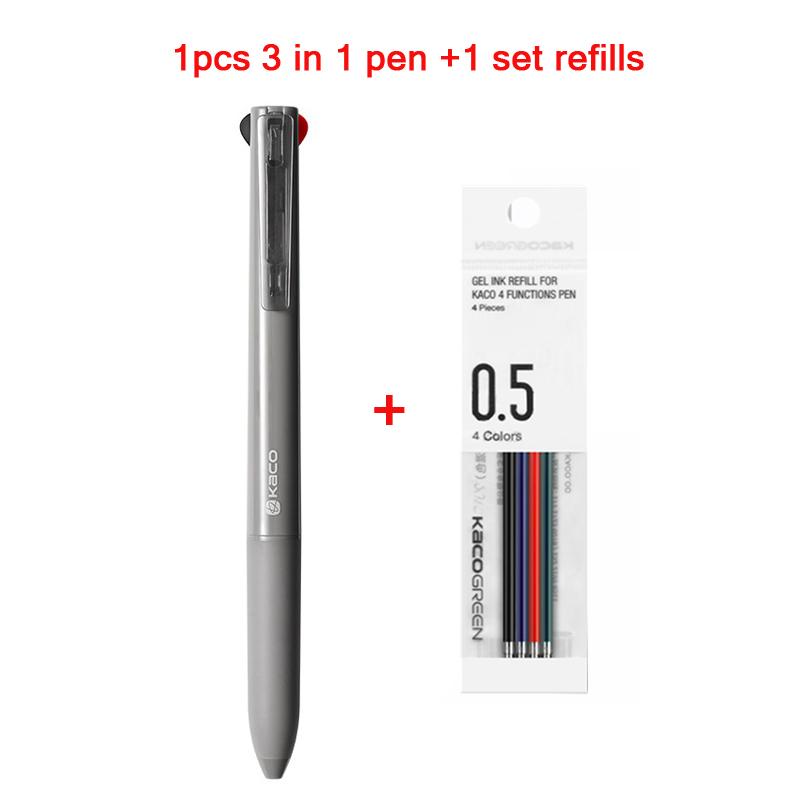 Kaco Easy 3-in-1 Gel Ink Pen,multifunction 0.5mm Mechanical Pencil&ballpoint Canets Smooth Writing School Replace Refill 4colors