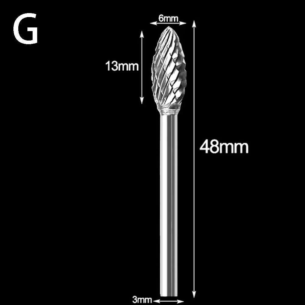 3x6mm Hartmetall-Fräser Rotationsfeile Bohrer Die-Grinder Schnitzwerkzeug Doppelschnitt Solide Elektrowerkzeuge Metall Holz Fräser