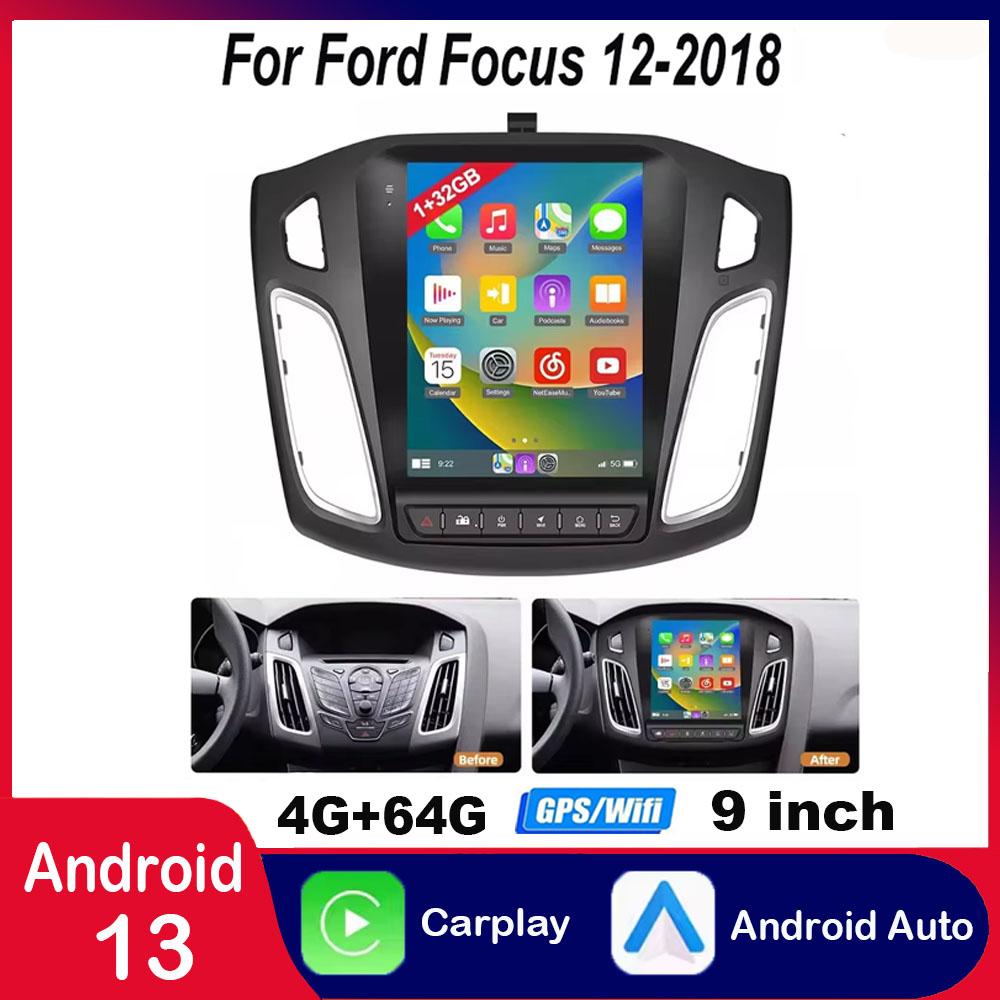 Android 13 car navigation 9-inch vertical screen buttons - carplay Android Suitable for Ford Focus 12-2018