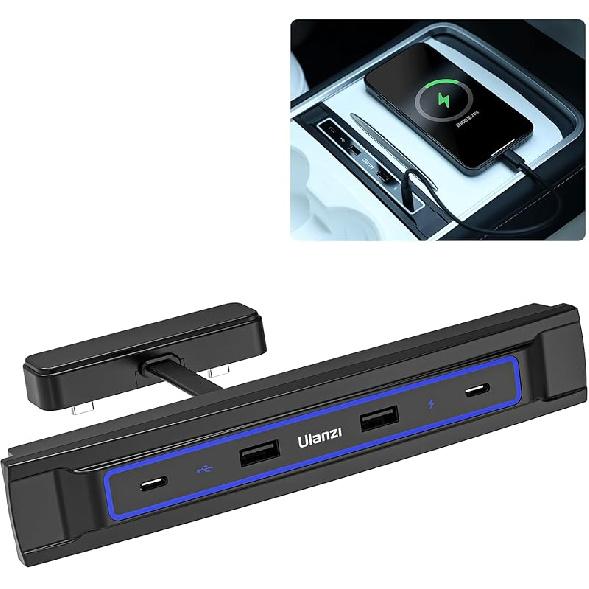 USB-хаб VIJIM Tesla для Model Y 2021-2024, Model 3 2021-2023, Центральная консоль, Аксессуары для Tesla Model 3/Y, Док-станция, Поддержка быстрой зарядки USB-C 2904A-US6