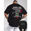"Everyday Upward" Front And Back Double-Sided Print Classic Trendy Men'S Casual Fashion Short-Sleeved -Comfortable Breathable Daily Wear T-Shirt