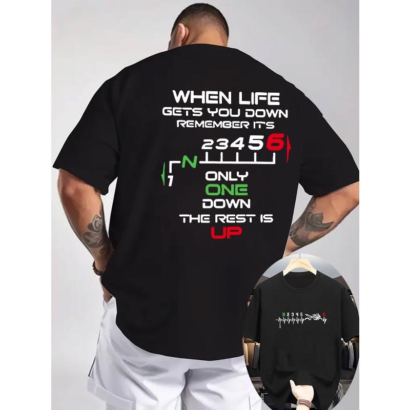 

Everyday Upward Front And Back Double-Sided Print Classic Trendy Men S Casual Fashion Short-Sleeved -Comfortable Breathable Daily Wear T-Shirt 4XL чорний
