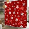 Red Snowflake Christmas Shower Curtain Set With Hooks, Winter Xmas Theme Waterproof Bathroom Decor For Holiday