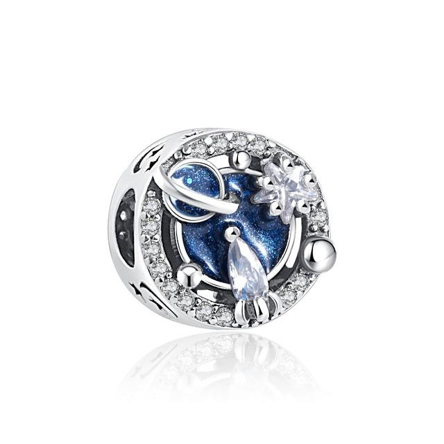 Nouă stea din argint sterling, lună, spațiu, bufniță de noapte, se potrivește cu brățară originală, bijuterii DIY pentru femei, fabricarea de bibelouri