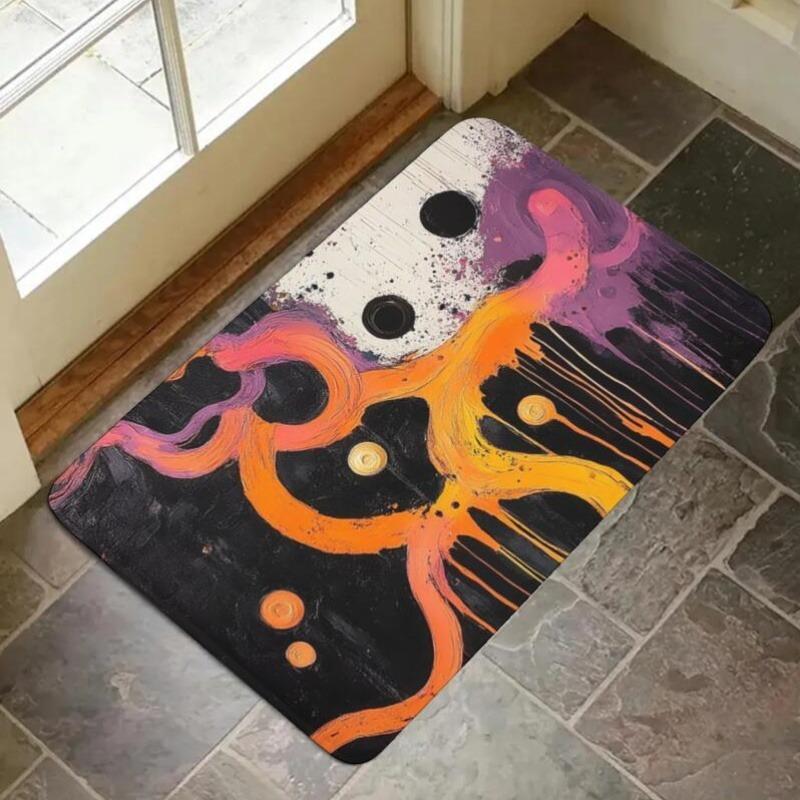 1PC Abstract Art Pattern Kitchen Rug Non-Slip Door Mat Pop design Bathroom Rug Bath Mat Carpet for Home Sink Laundry Decoreeree
