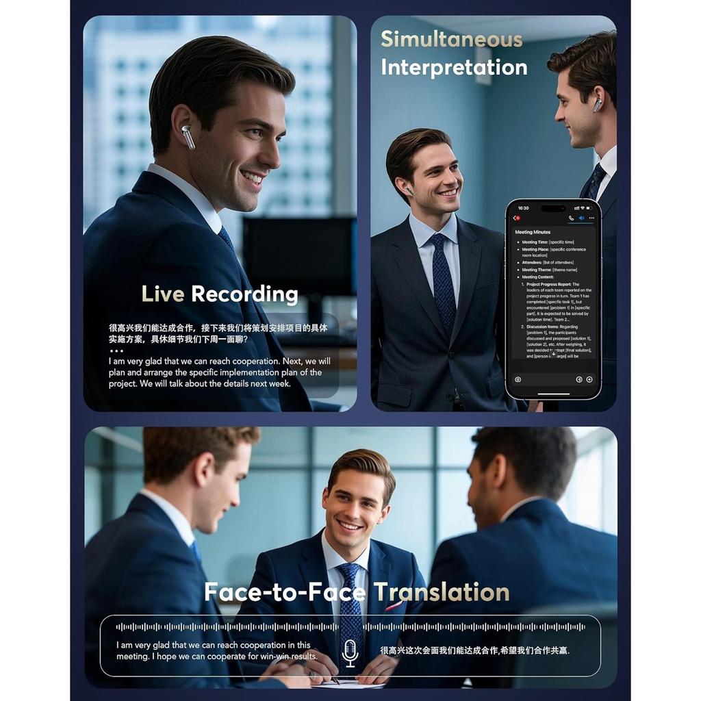 AI Translation Earbuds188 Languages Translator Earphones Audifonos Traductores Inglés Español Translating Device Noise Cancelling Translate Ear Buds