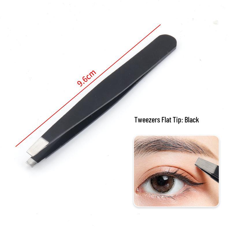 Stainless Steel Slanted Flat Head Eyebrow Tweezers for Multi-functional Hair Removal