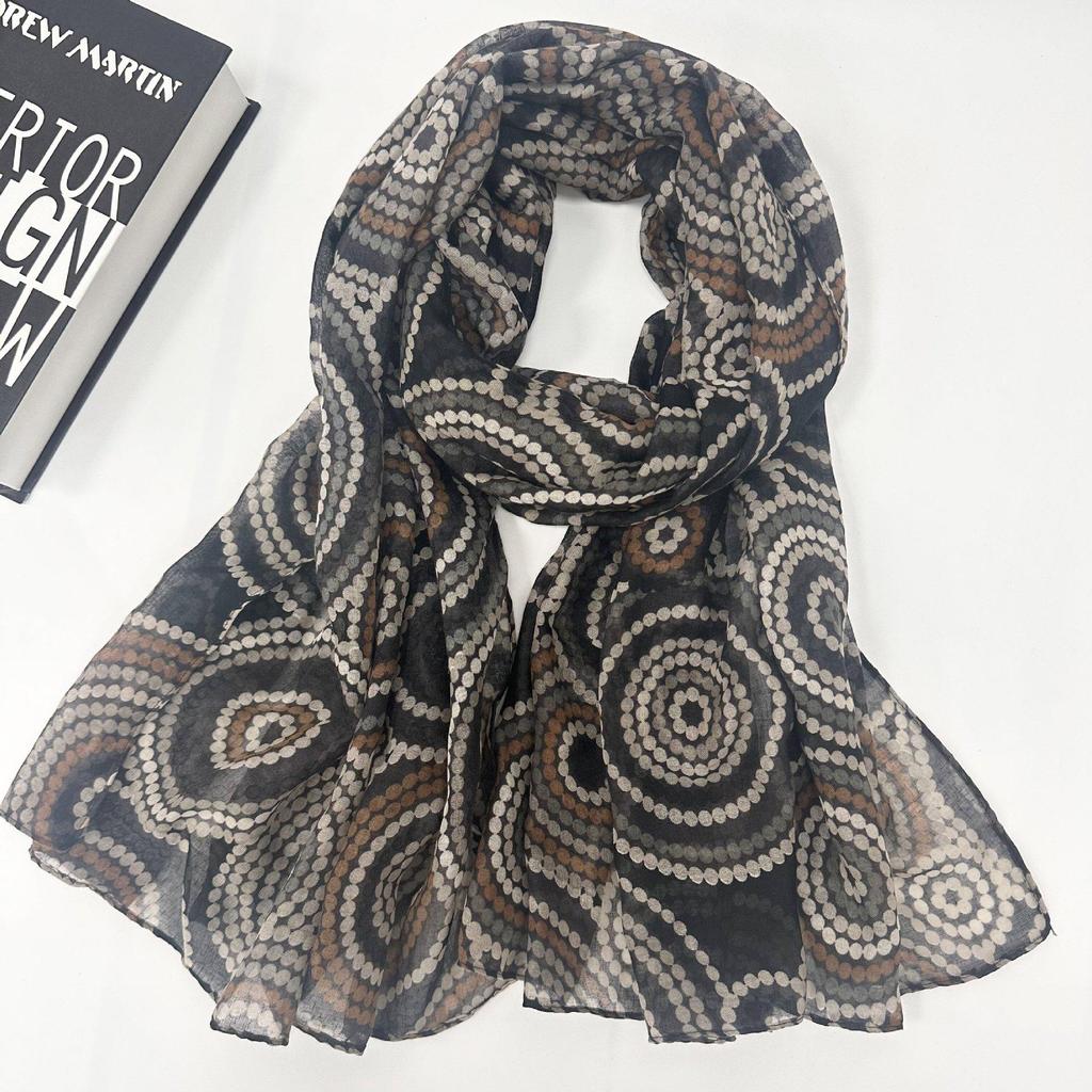 Korean Cotton Print Women's Oversized Scarf: Fashionable Beach Towel & Silk Shawl, Dual-Use Sun Protection