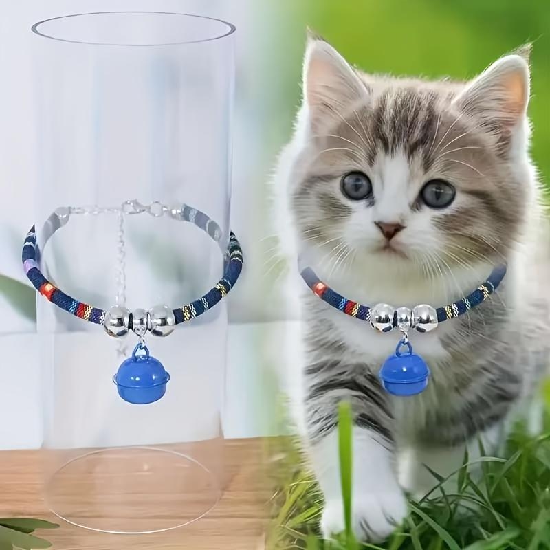 Adjustable Cat Necklace Collar with Colorful Bead & Charm Design Soft Comfortable Pet Jewelry for Small Breeds,Pet Accessory for Kittens, Cat Collar