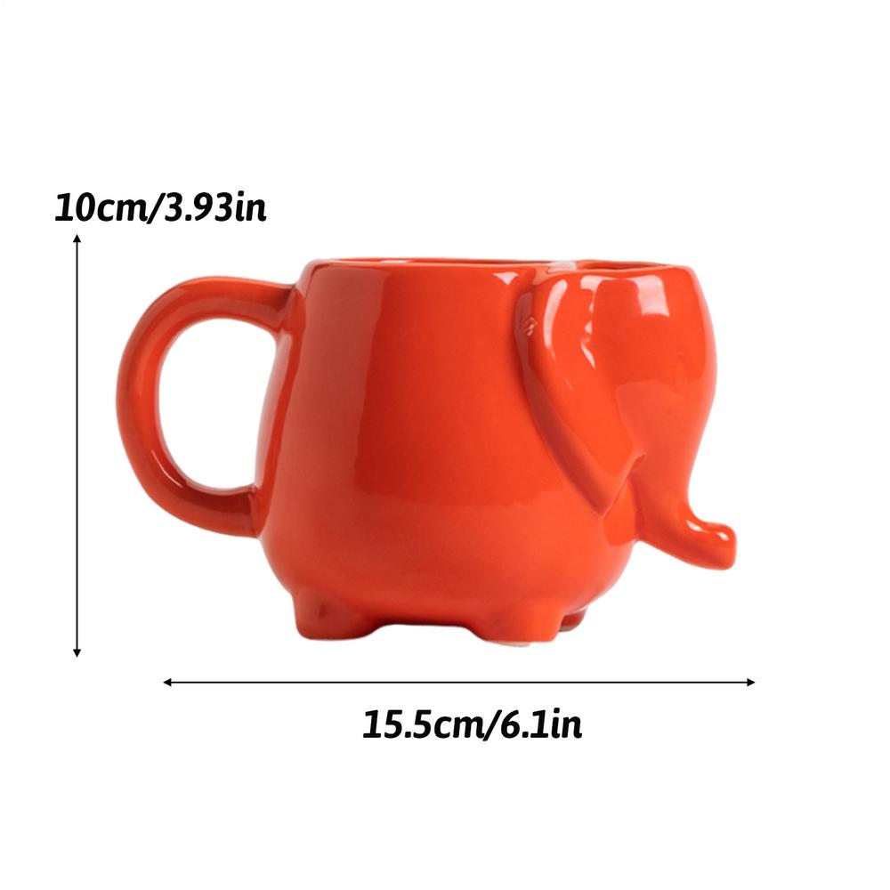 

Керамические 3D кружки в виде слонов 450 мл Милая кофейная чашка в форме слона для завтрака, молока, из фарфора, креативные кружки для послеобеденного чая 450ml оранжевый
