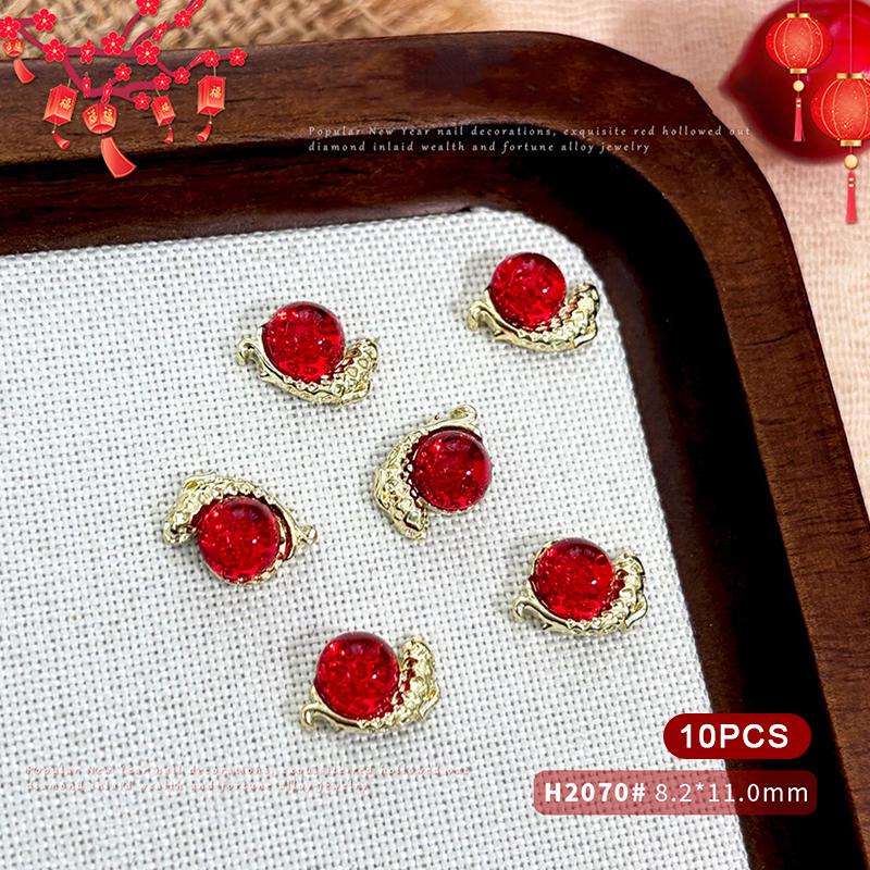 2026 New Year Fortune Alloy Nail Art Jewelry / Lucky Bag Chinese Knot Goldfish Ingot Coin Nail Decor DIY Year Of The Horse
