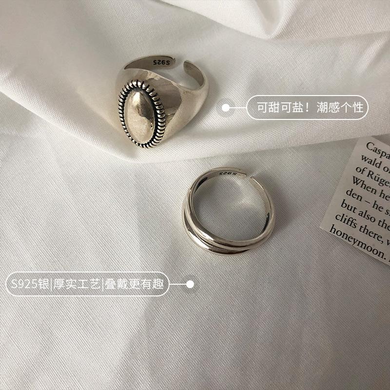 Korean Style Elegant 925 Pure Silver Adjustable Finger Ring For Women Fashion