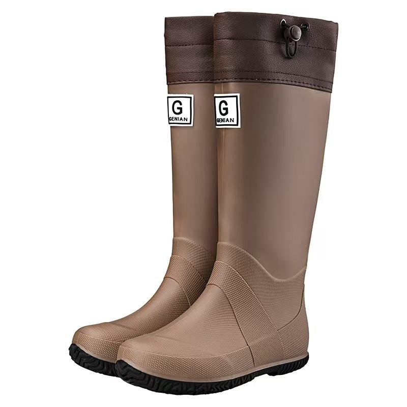 New waterproof shoes high-top dynamic waterproof rain shoes wear-resistant yellow outdoor summer wading rain boots rubber shoes