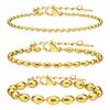 Ladies Stainless Steel Chain Width 2Mm 3Mm 5Mm Rugby Bead Bracelet 18K Gold