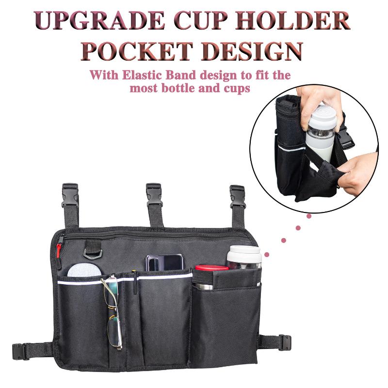 Heavy Duty Wheelchair Organizer Side Bag for Electric Scooter Storage Hanging Pocket for Medical and Personal Items