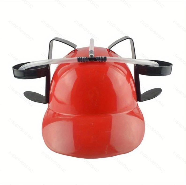 

1pc Hands Free Beverage Helmet for Parties, Plastic Party Hat with Straws, for Sporting Events, BBQ, Festival Fun красный