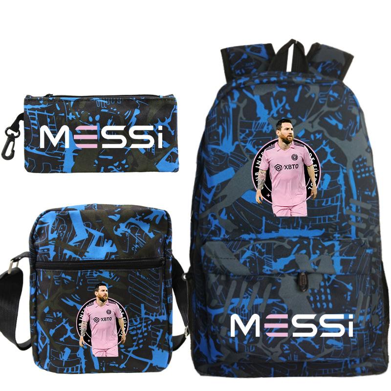 Football Player Peripheral Printing Primary And Secondary School Schoolbag Three-Piece Children'S Backpack