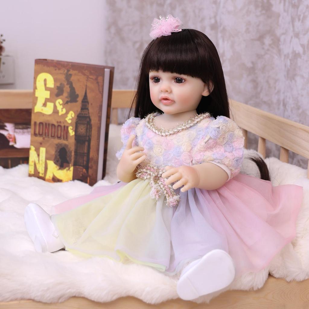 KEIUMI 55 Cm Reborn Baby Doll Girl Silicone Vinyl Realistic Princess Newborn Babies Dolls Fashion Christmas Birthday Gift