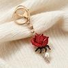 Keychain Pendant Sparkling Rhinestones Inlaid Imitation Pearl Rose Design Key Chain Lightweight Car Bag