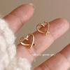IF ME Simple Gold Heart Earrings for Women Fashion Retro Stud Earring Accessories Jewelry Gift