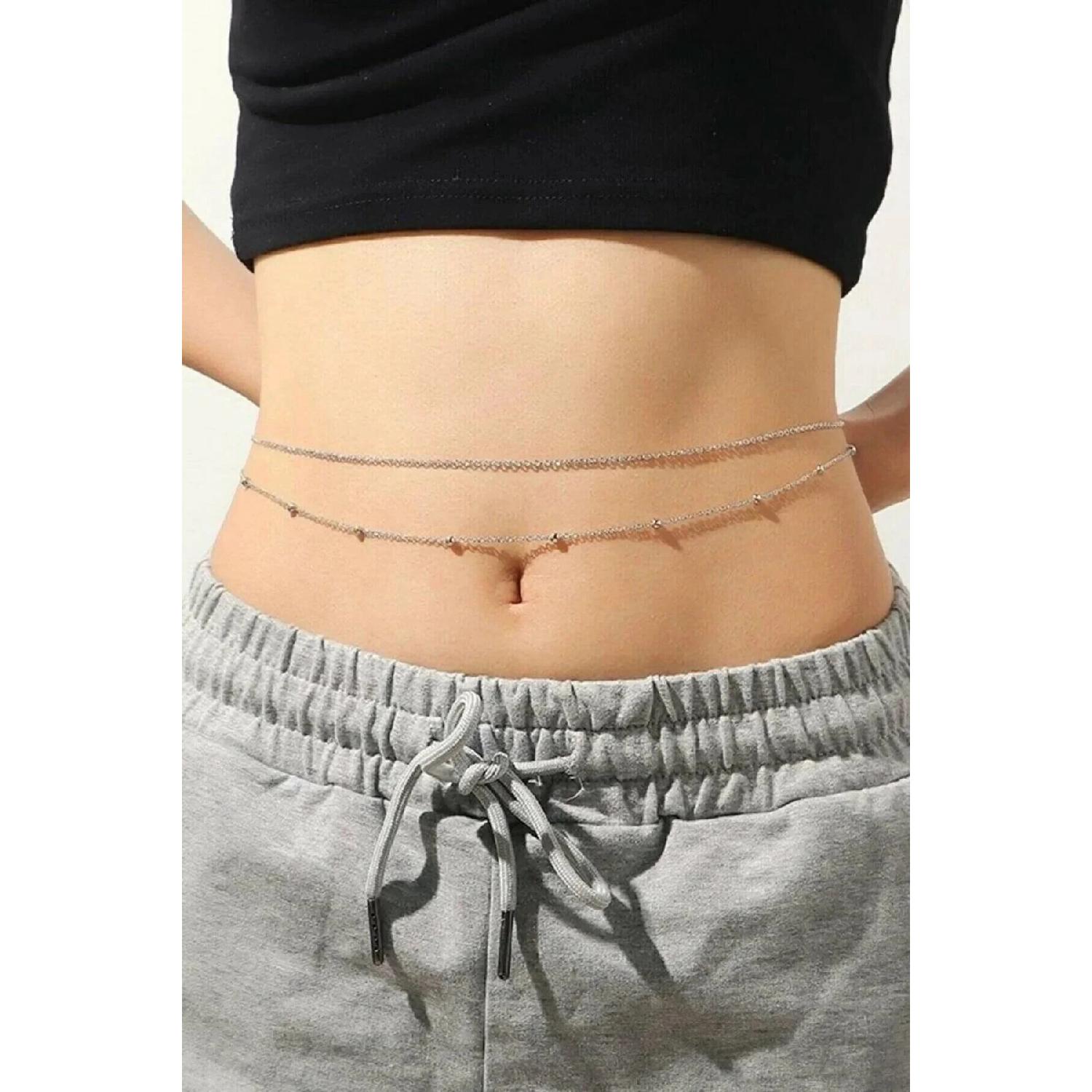 

2 Pack Waist Chain Body Jewelry Silver Tarnish Resistant Summer Jewelry Chain