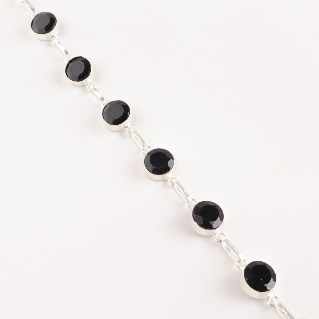 Black Onyx Gemstone 925 Solid Silver Jewelry Handmade Bracelet Anniversary Gift RB-14-17